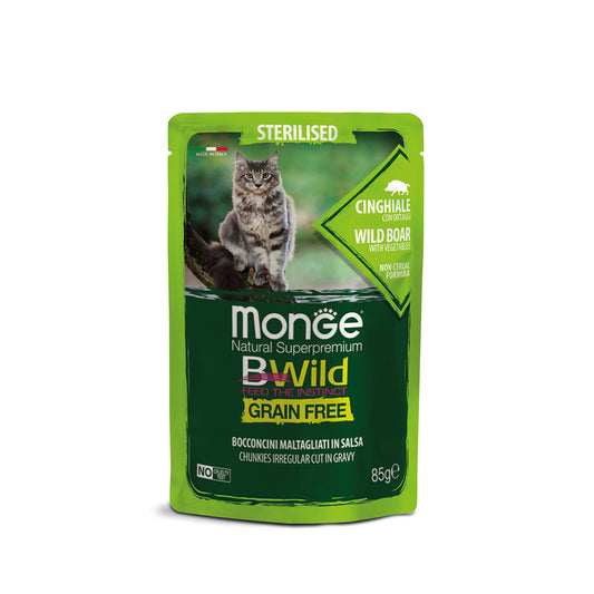 B-Wild Grain Free - Chunkies Sterilised Wild Boar with vegetables for Cats 85g (Pack of 5)
