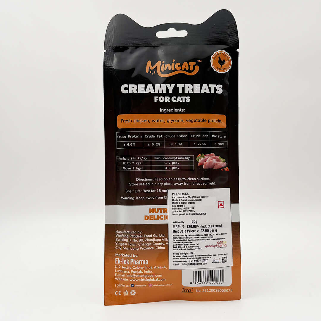 Minicat creamy cat treats chicken flavor ingredients
