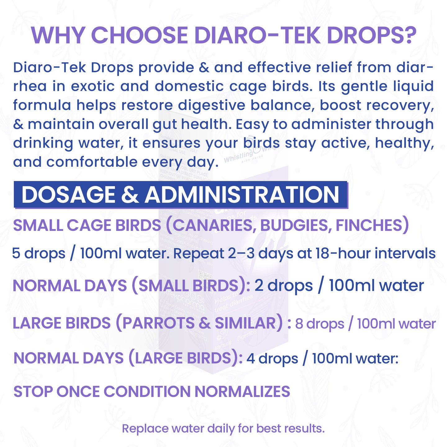 Diaro-Tek Drops for Exotic Birds 60ml | Digestive Support Supplement