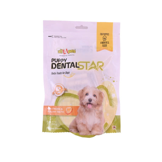 ALL4PETS PUPPY DENTAL STAR CHICKEN FLAVOR 250GM/50PCS