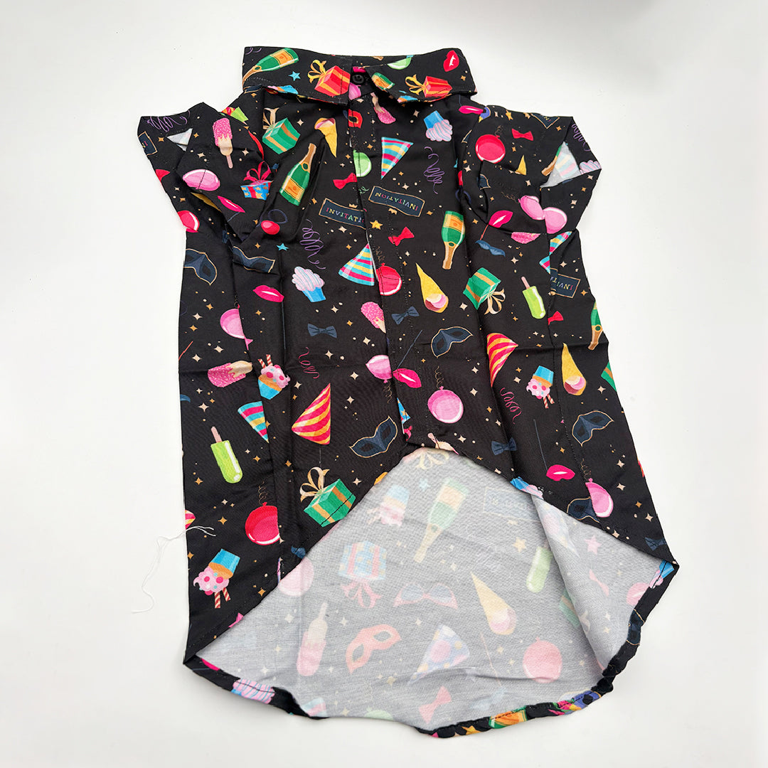 Party Print Dog Shirt velcro opening