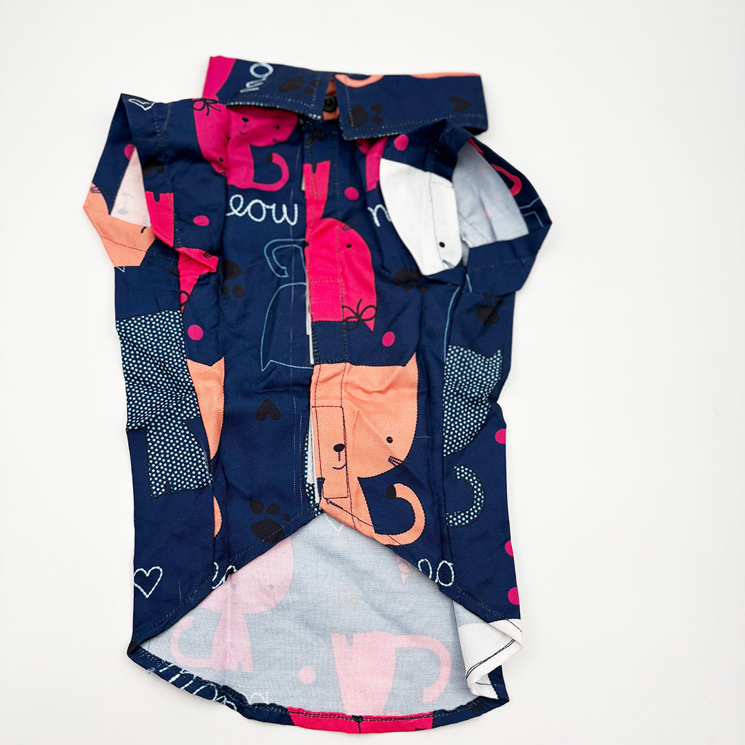 Cat Print Dog Shirt with Velcro Closure