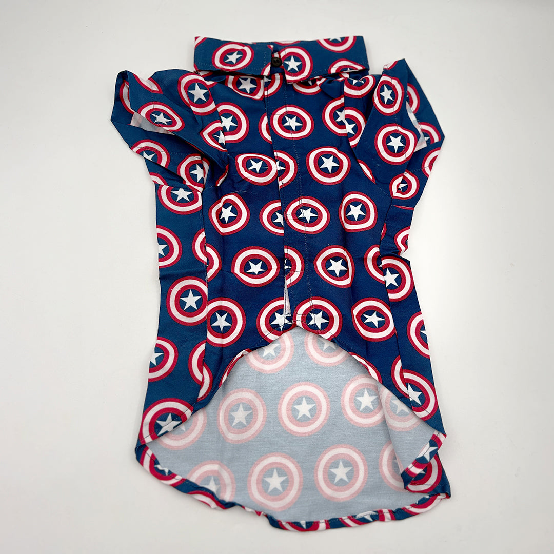 Star Print Dog Shirt with Velcro Closure opening