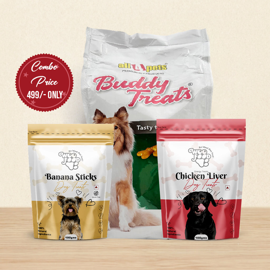 Dog Treats Combo Pack – Banana Sticks, Chicken Liver & Buddy Treats