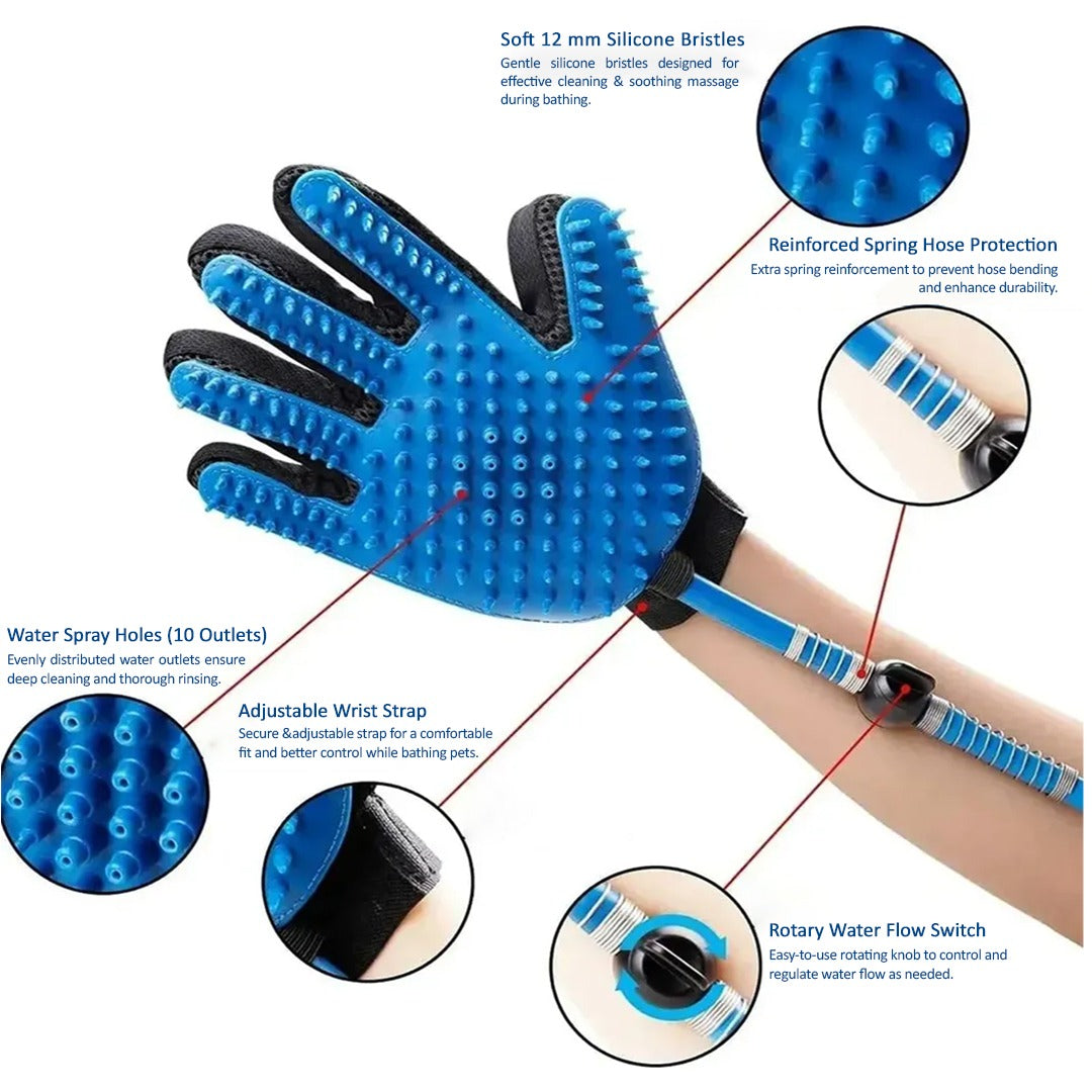 Dog cat grooming glove with gentle scrub