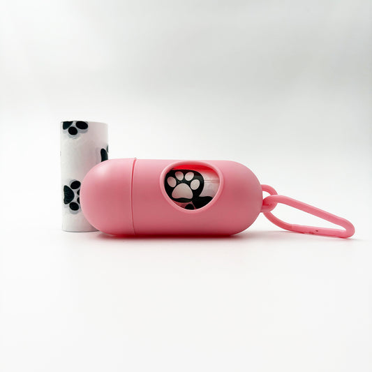 Dog waste bag capsule holder with clip pink colour