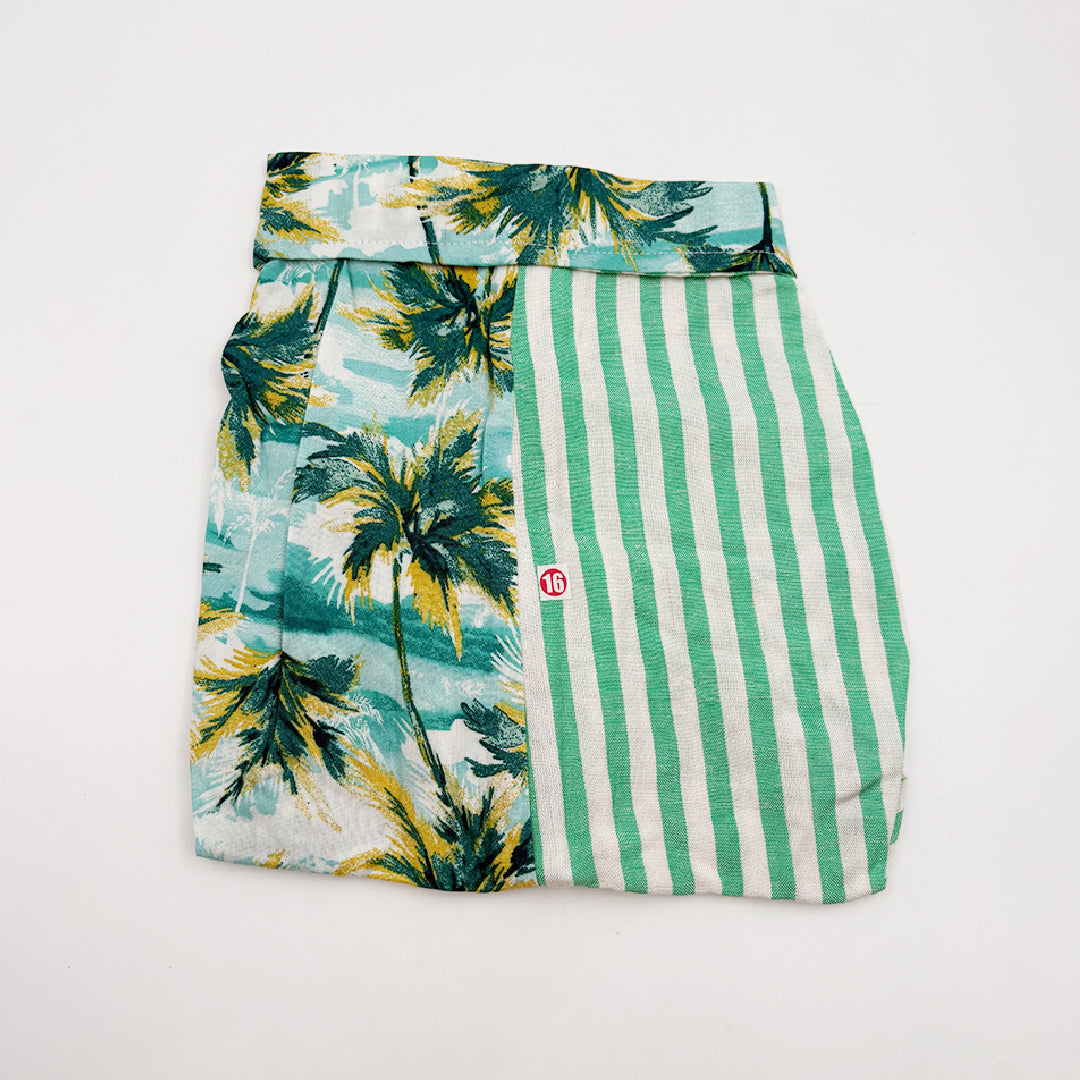 Tropical Palm Print Dog Shirt | Green Stripe Pet Shirt with Collar
