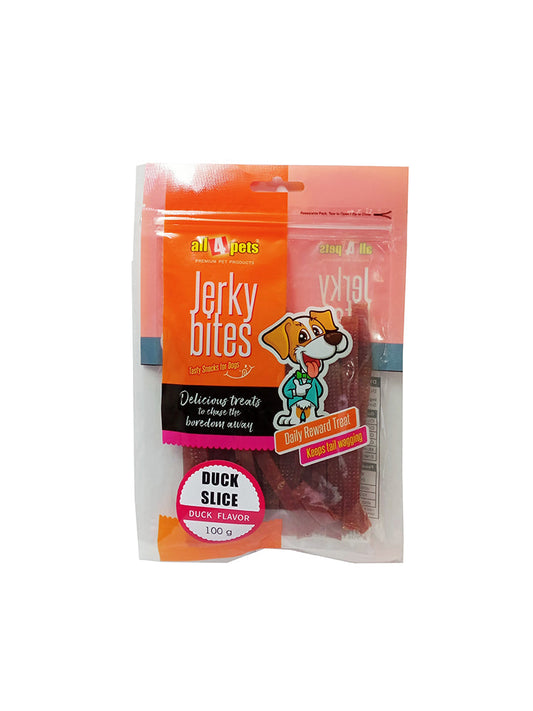 All4pets Jerky Bites - Duck Slice Snacks for Dogs -100g