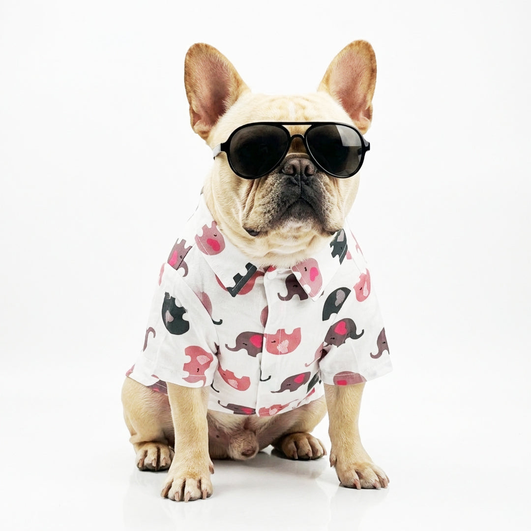 Elephant Print Dog Shirt with Velcro Closure