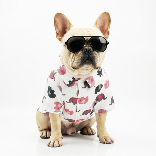 Elephant Print Dog Shirt with Velcro Closure