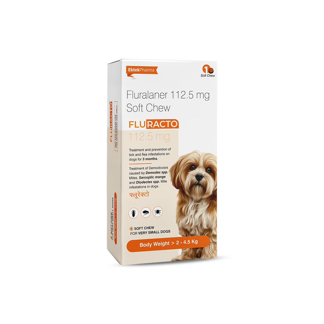 Fluracto Soft Chew 112.5 mg for very small dogs 2–4.5 kg flea and tick protection