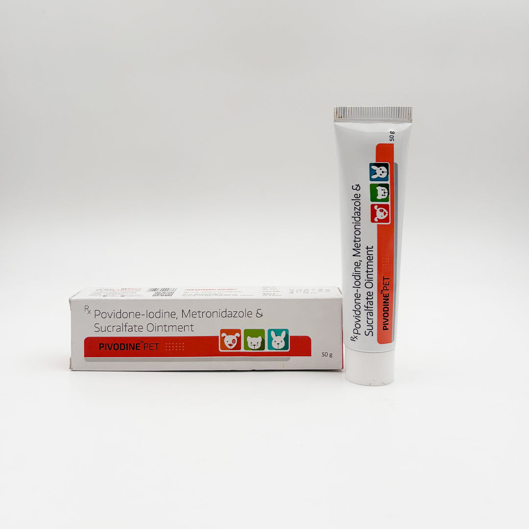 Front view of Pivodine Pet Ointment veterinary