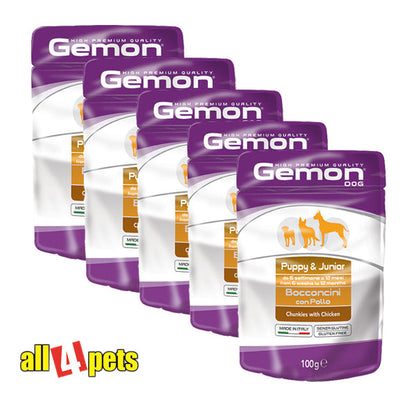 Gemon Puppy &amp; Junior Chunkies with Chicken 100gm (Pack of 5)