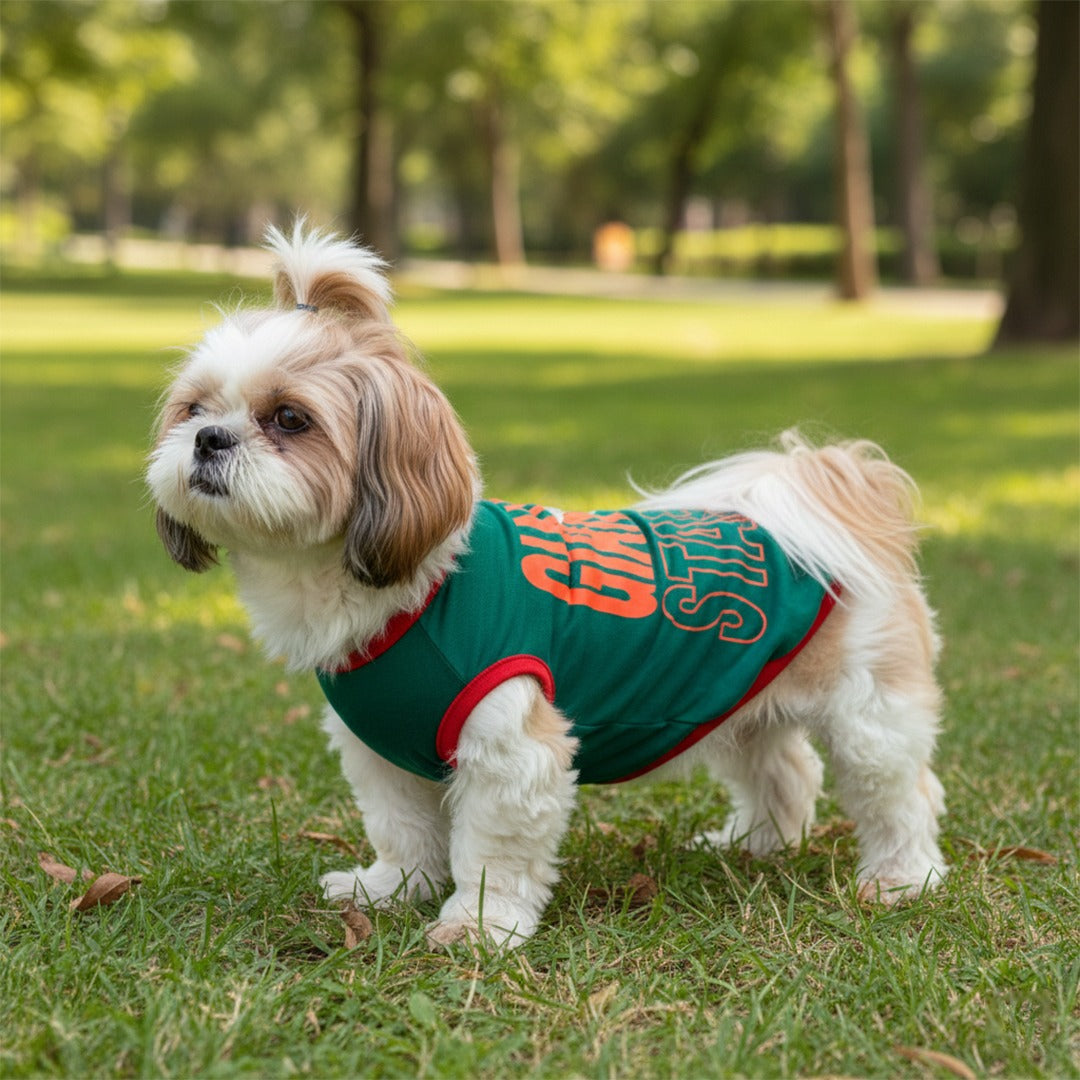 Giant Staff print dog t-shirt