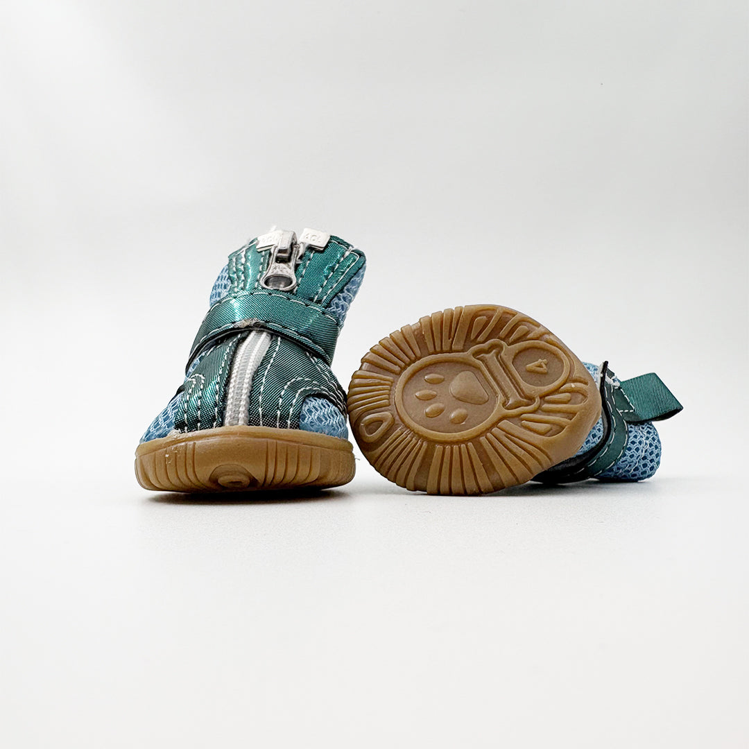 Green breathable dog shoes pack of 4 with anti-slip sole