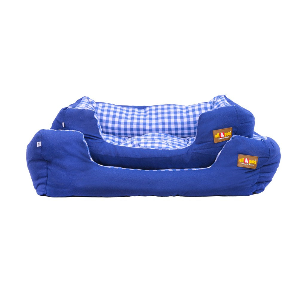 All4pets Sofa Style Velvet Pet Bed Blue Colour For Dogs &amp; Cats