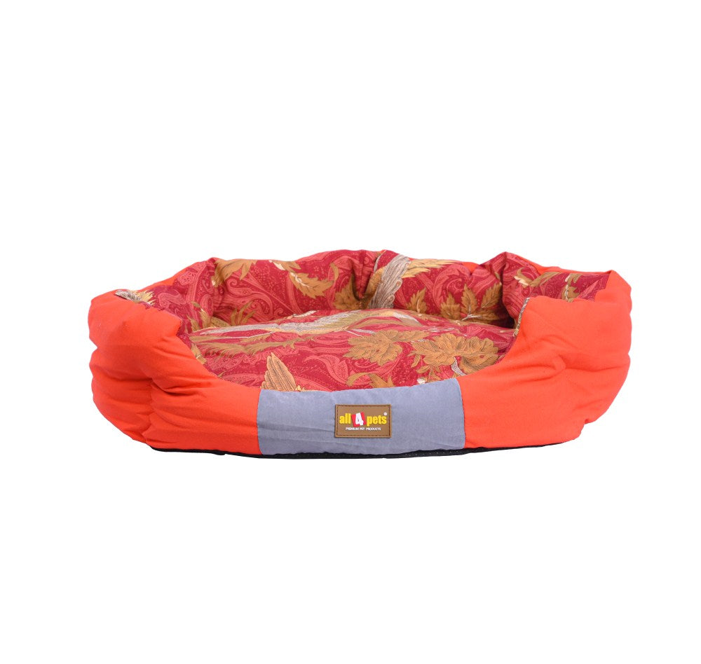 All4pets Round Orange Color Velvet Pet Bed for Dogs and Cats