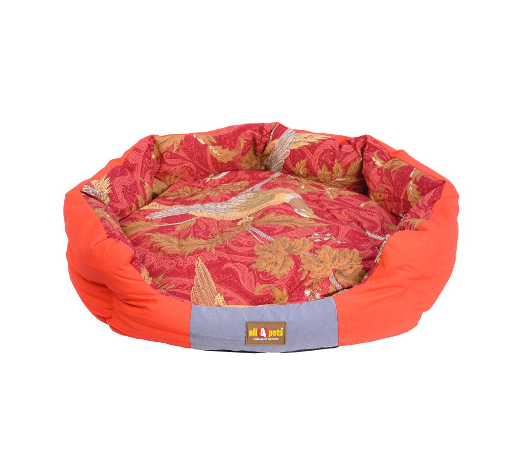 All4pets Round Orange Color Velvet Pet Bed for Dogs and Cats