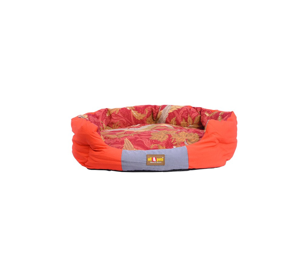 All4pets Round Orange Color Velvet Pet Bed for Dogs and Cats