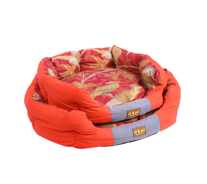 All4pets Round Orange Color Velvet Pet Bed for Dogs and Cats