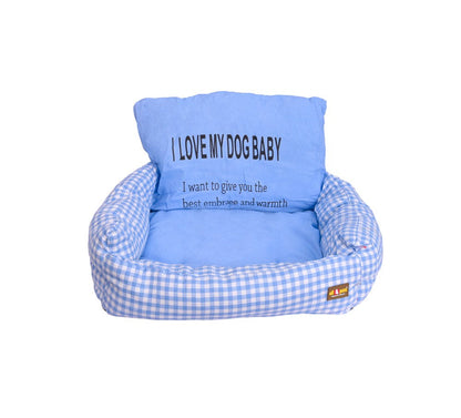 All4pets Chair Style Foam Filled Orthopedic Dog Sofa Bed In Blue Check