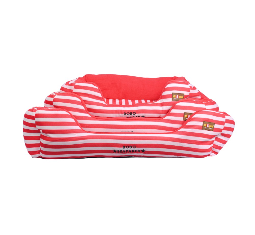 All4pets Sofa Style Pet Bed Red White Strip For Dogs &amp; Cats