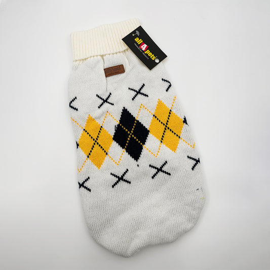 High neck jacquard wool dog sweater – winter dog cardigan