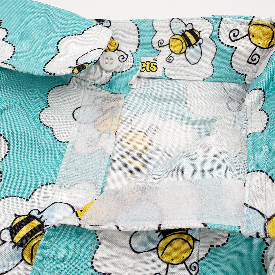 Bee Print Dog Shirt velcro view