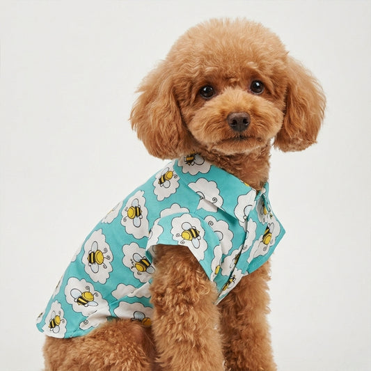 dog wearing Bee Print Dog Shirt