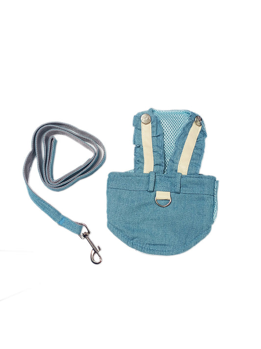 Blue pet harness and leash set in india 