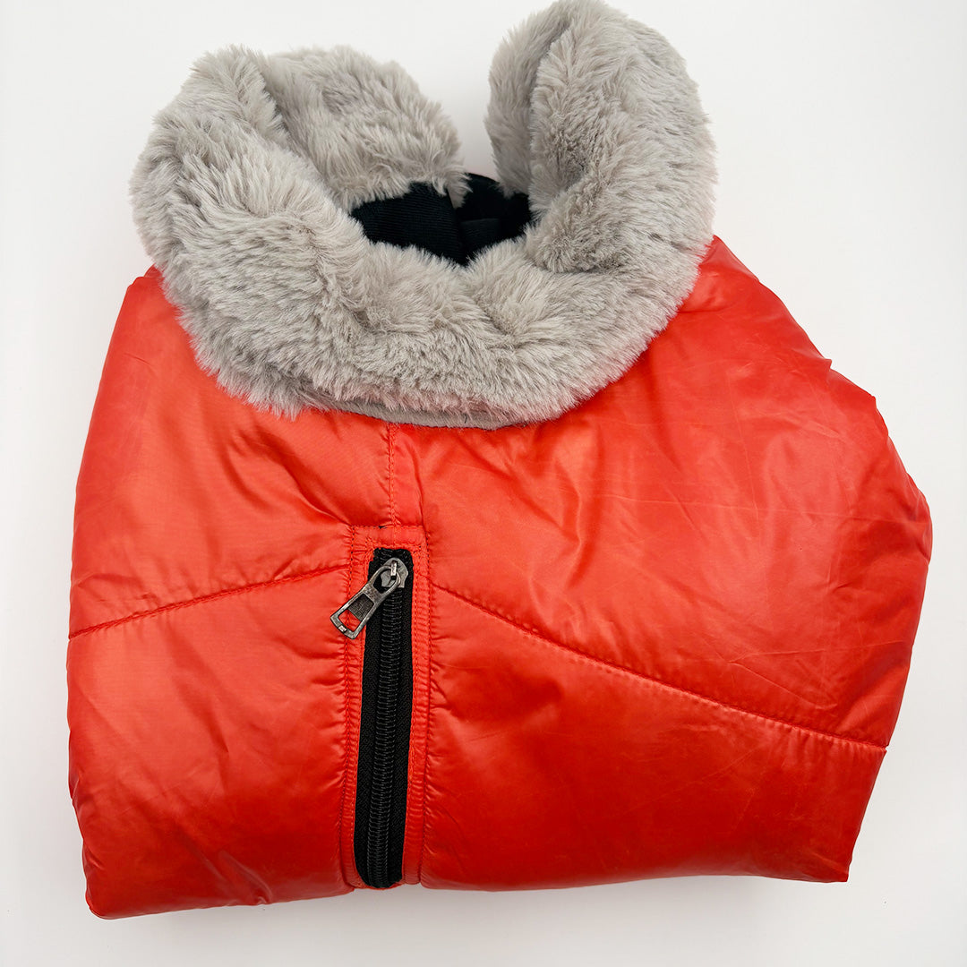 Winter Jacket for Dogs with Cozy Fur Collar