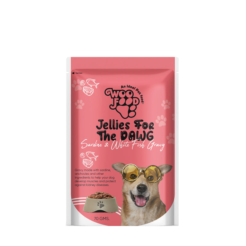 WooFood Sardine and White Fish Gravy (Jellies for Dogs) -70gm ( Pack of 5)