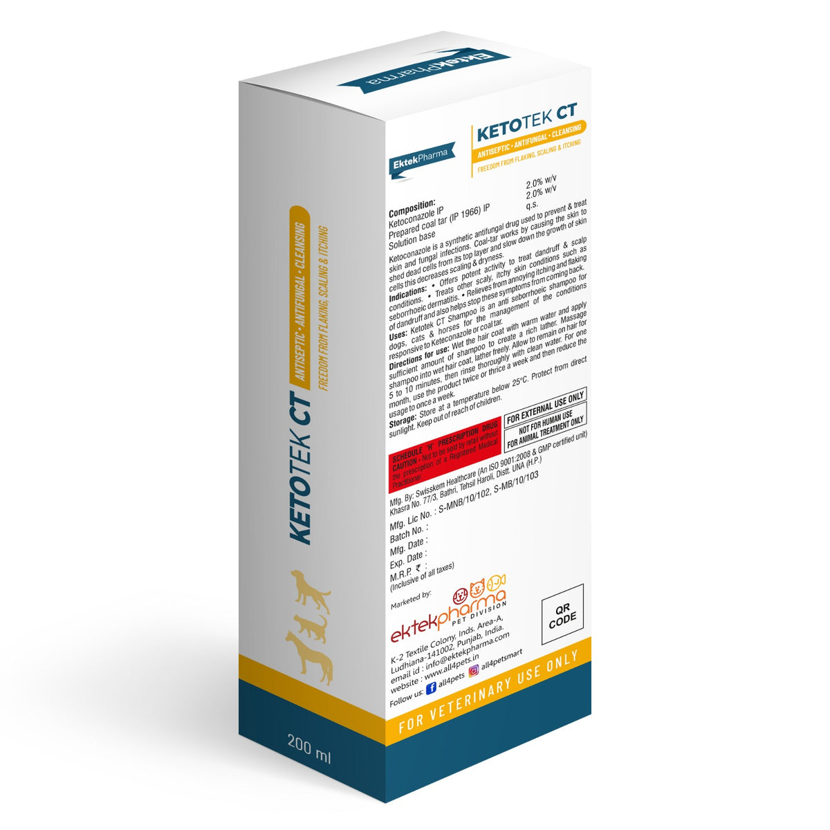 Ketotek CT Shampoo for dogs dandruff backside