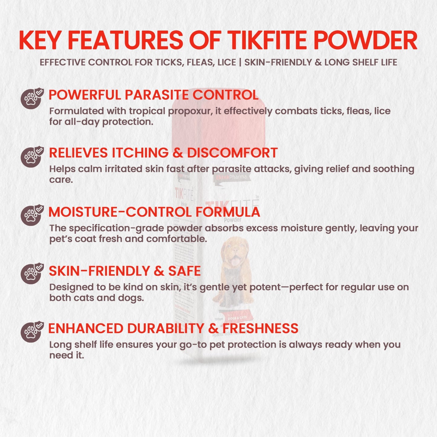 Key Features of TikFite Powder for dogs and cats