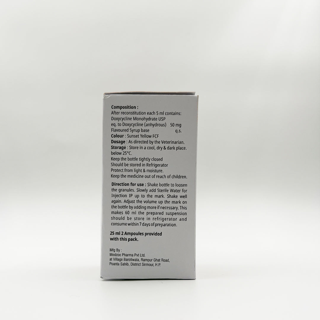 Lacdox doxycycline suspension composition and directions for veterinary use