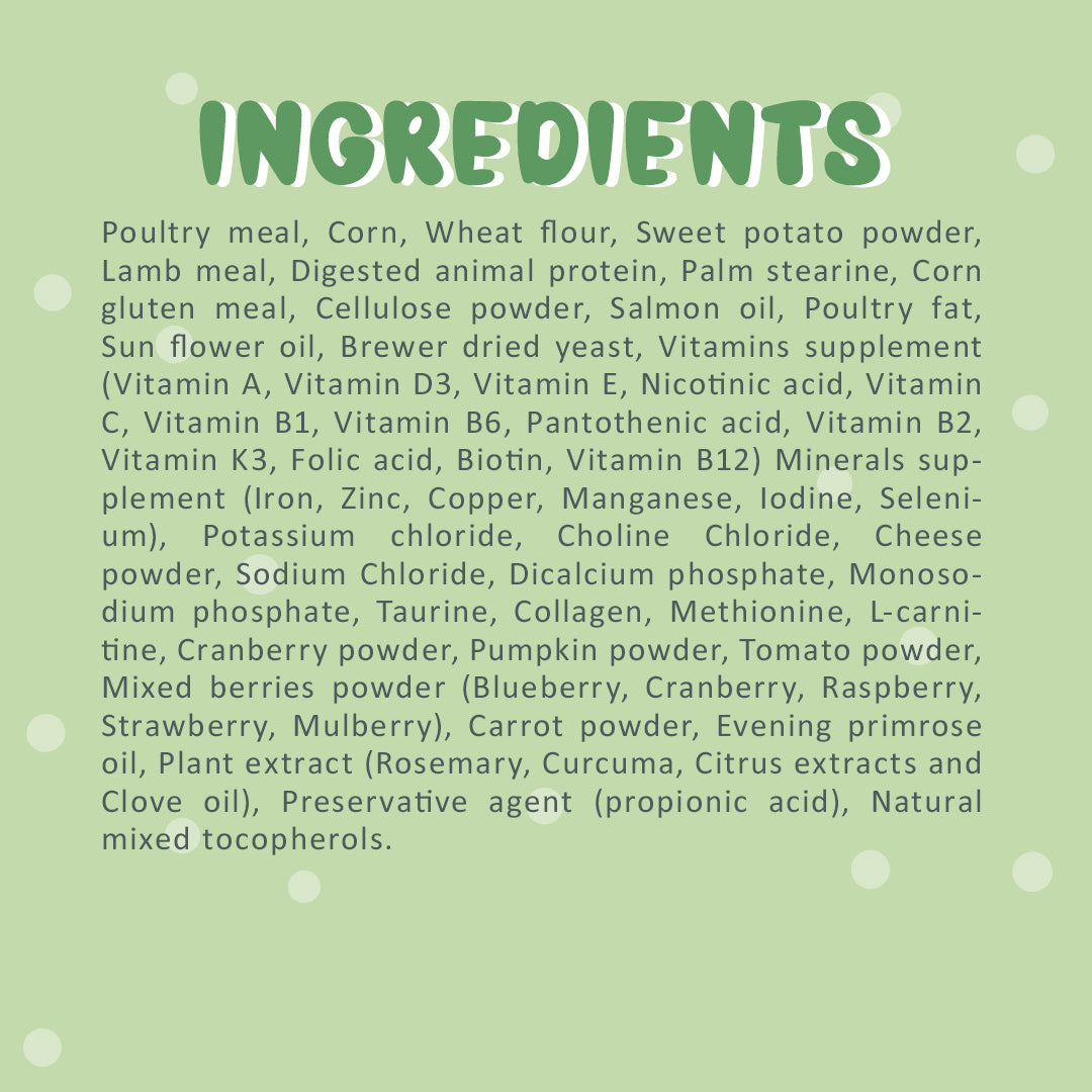 Lamb flavored cat treats in multi-shape crunchy ingredients