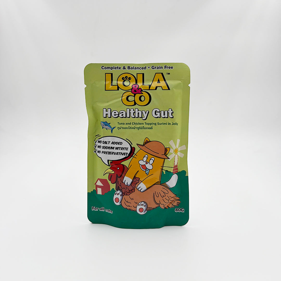 Lola & Co Healthy Gut tuna & surimi jelly cat food 80g pouch pack