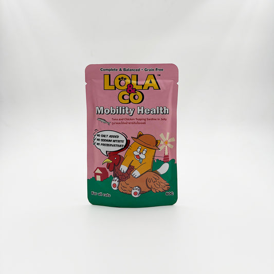 Lola & Co Mobility Health tuna & sardine jelly cat food 80g pouches
