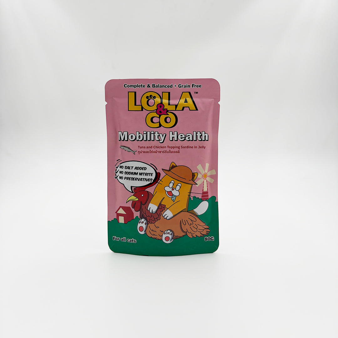 Lola & Co Mobility Health tuna & sardine jelly cat food 80g pouches