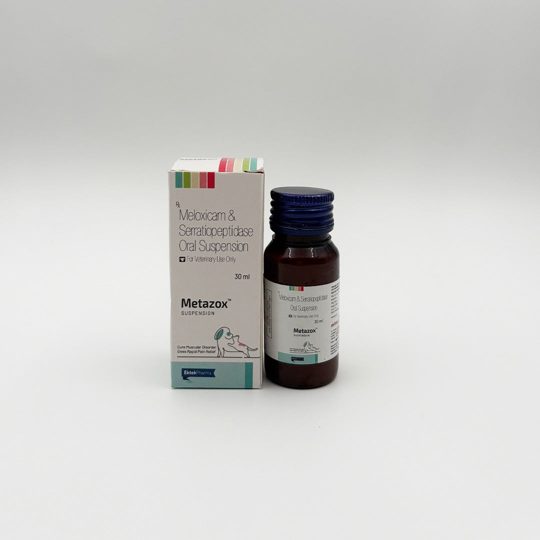 Metazox oral suspension for dogs meloxicam serratiopeptidase 30ml bottle