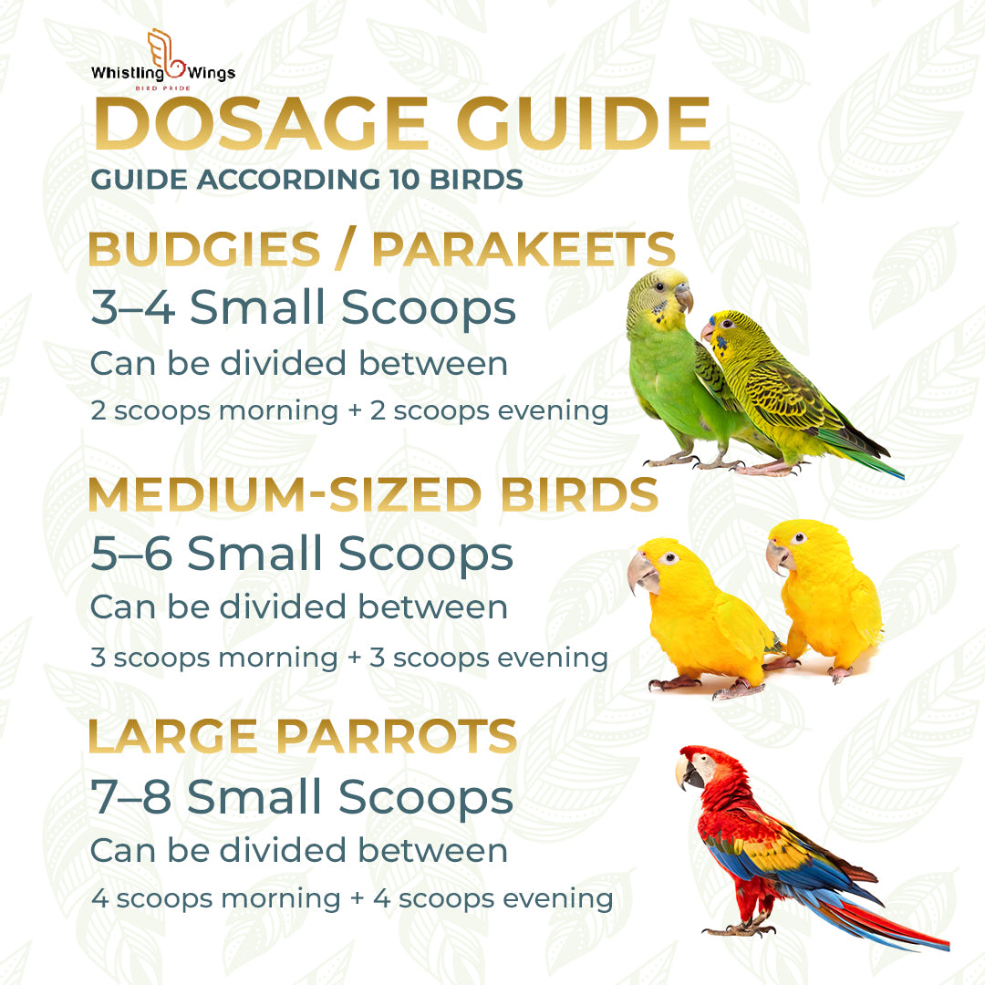Dosage guide of Bird Mineral Mix Powder 