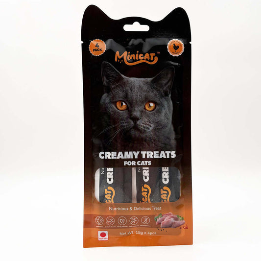 Minicat creamy cat treats chicken flavor 4 stick pack