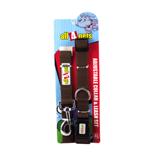 NYLON PLAIN DOG COLLAR & LEASH SET 1