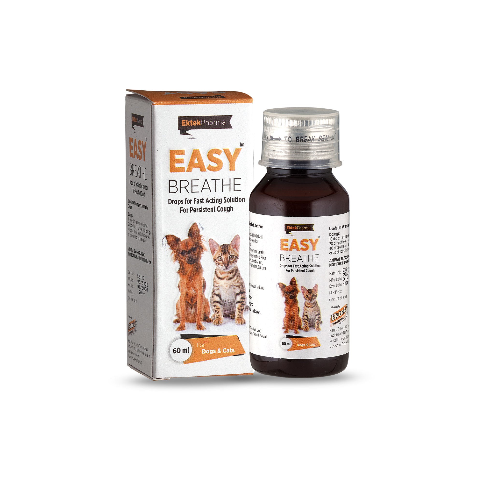 Natural breathing support drops for pets
