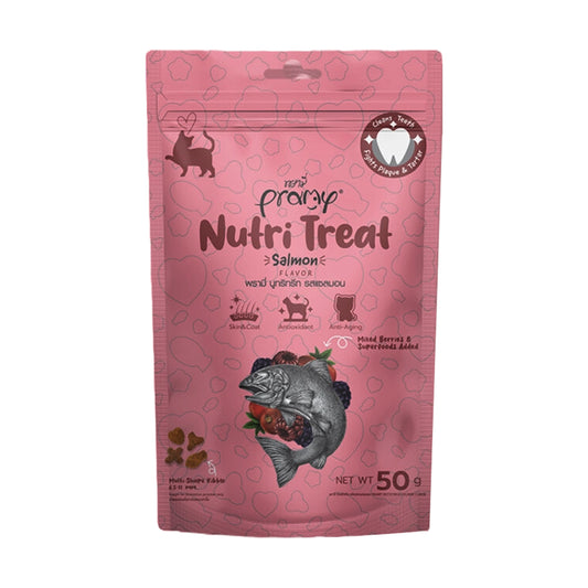 Pink package of Nutri Treat salmon in india 
