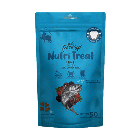 Blue package of Nutri Treat tuna in india 