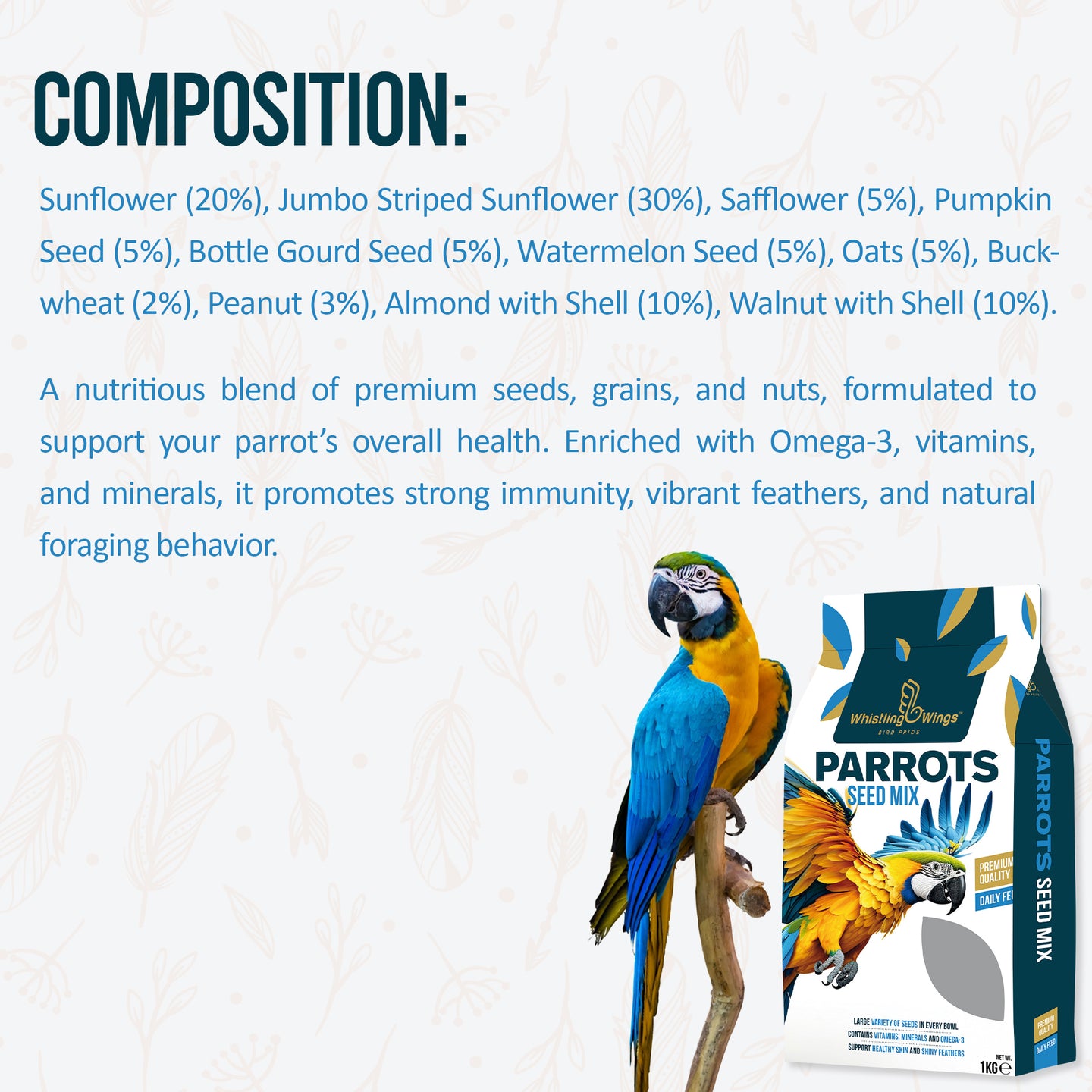 composition of Whistling Wings Parrot Seed Mix