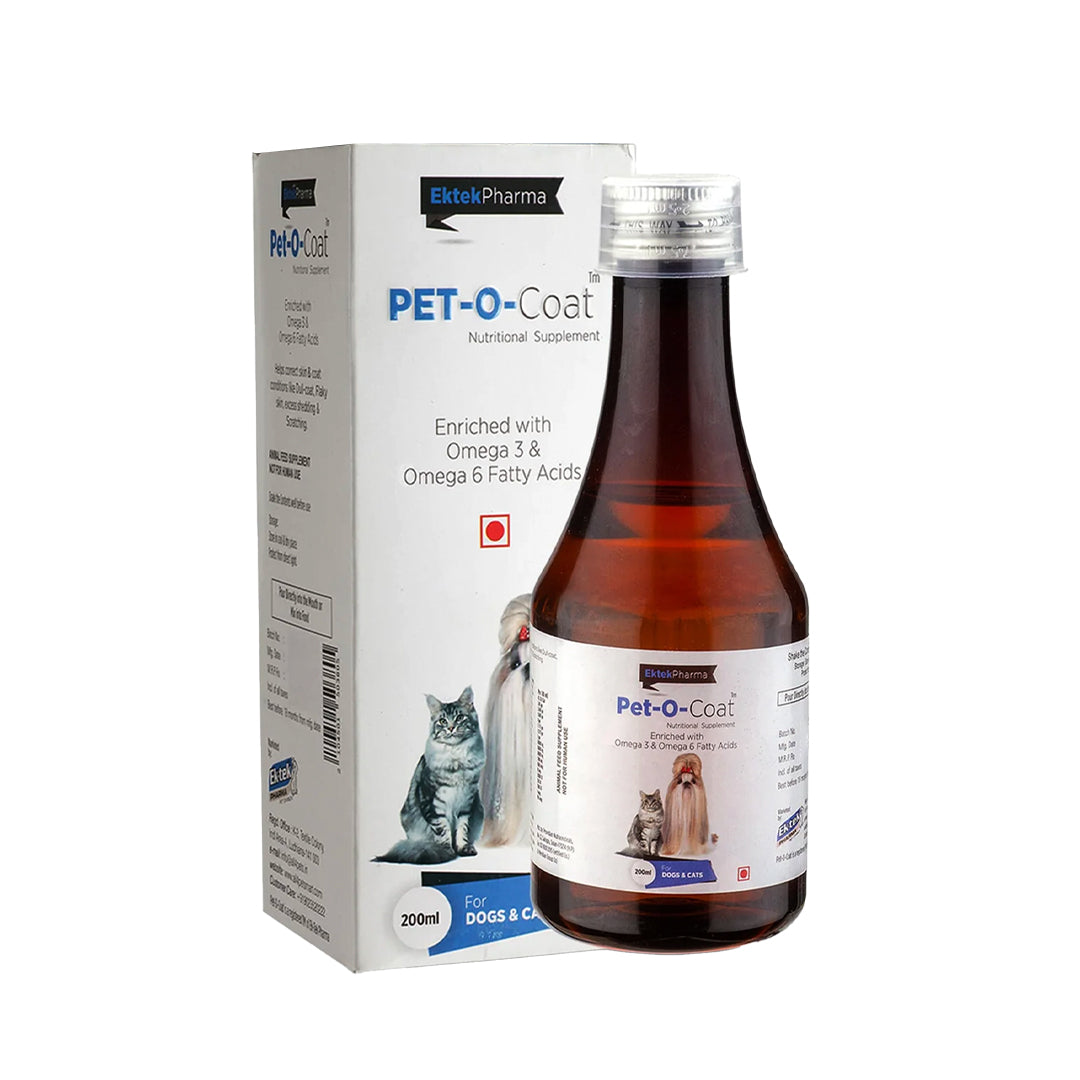 Pet-O-Coat Syrup nutritional supplement for dogs and cats enriched with omega 3 and omega 6 fatty acids