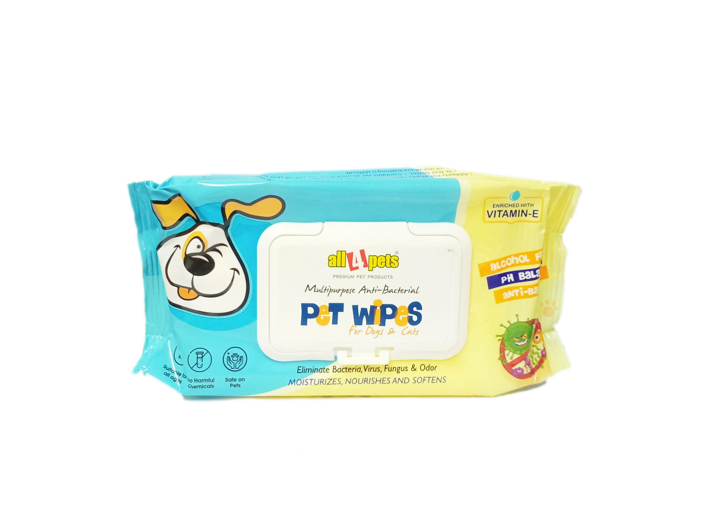 All4pets Multipurpose Anti-Bacterial Pet Wipes For Dogs &amp; Cats