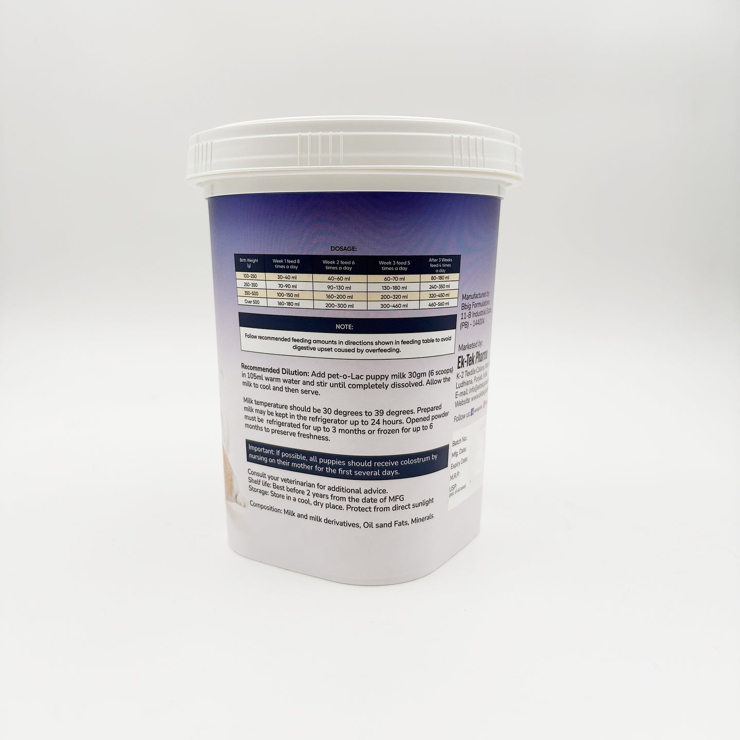 Pet-o-Lac Stage-1 Puppy Milk Formula/Milk Replacer 250 gm